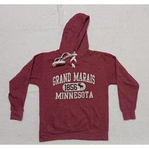 Retrovision Apparel Men's Grand Marais, Minnesota Red Pullover Hoodie Sz S